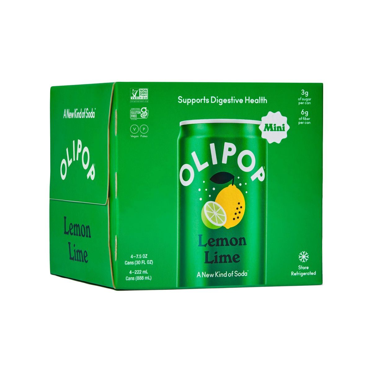 OLIPOP Lemon Lime Prebiotic Soda - 4ct/7.5 fl oz | Target
