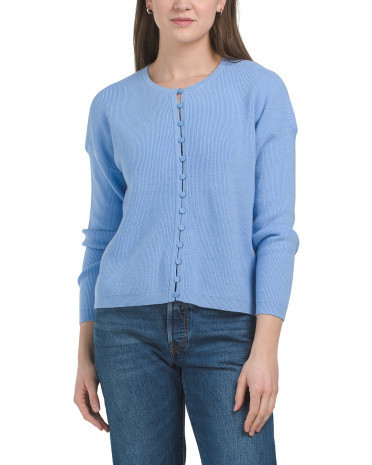 Button Front Cardigan With Tonal Buttons, Nylon/Polyester/Rayon | TJ Maxx