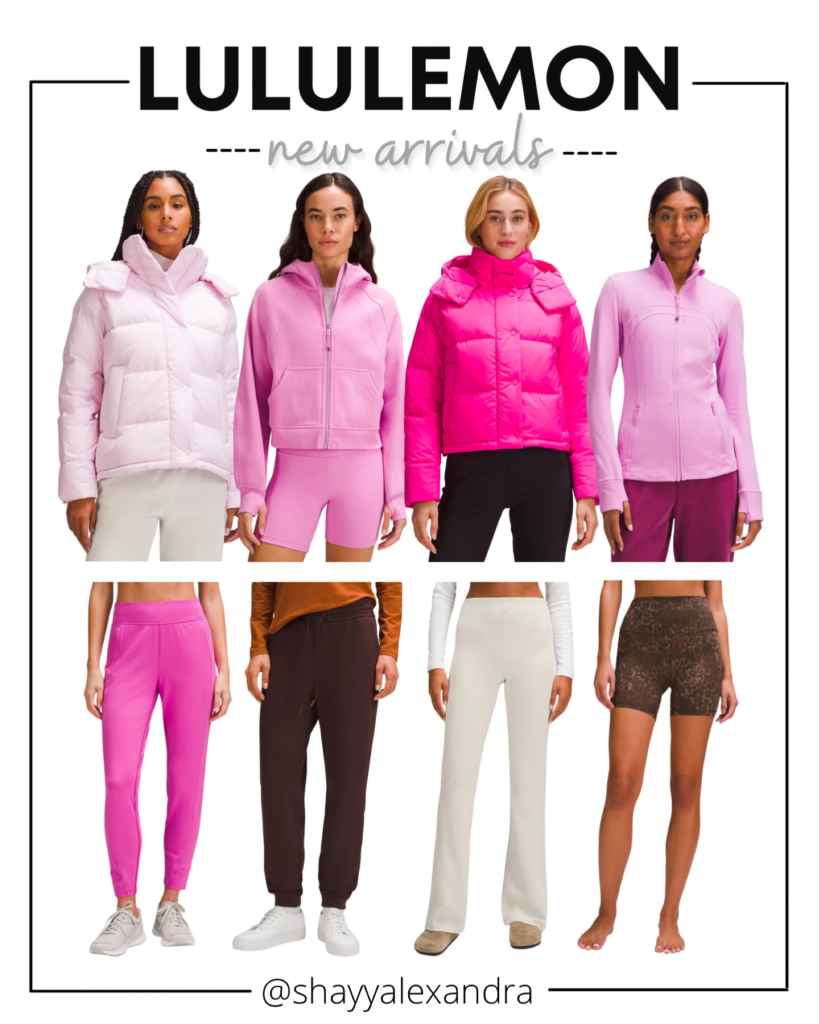 Sharing this week’s top new arrivals at Lululemon! Love these new styles in Dahlia Mauve, Meadowsweet Pink, and Pow Pink Tone.

Puffer Jacket | Lululemon Scuba Hoodie | Lululemon Wonder Puff | Joggers | Lululemon Align Shorts | Athleisure | Cropped Hoodie | Lululemon Define

#LTKfitness