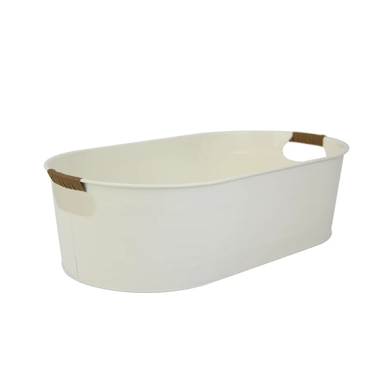 Better Homes & Gardens - Vanilla White Medium Oval Galvanized Tub, 20.27 in L x 11.22 in W x 5.7 ... | Walmart (US)