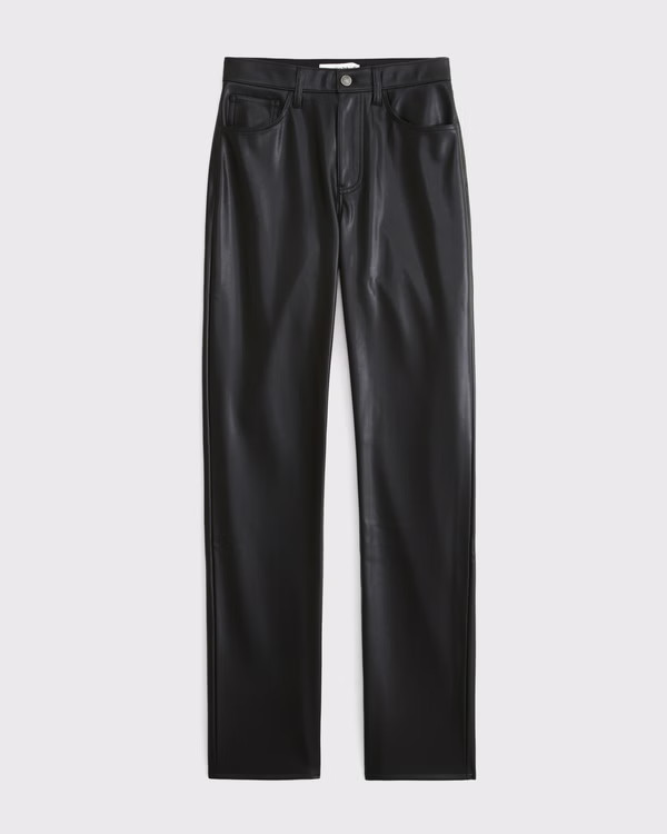 Women's High Rise 90s Straight Vegan Leather Pant | Women's New Arrivals | Abercrombie.com | Abercrombie & Fitch (US)