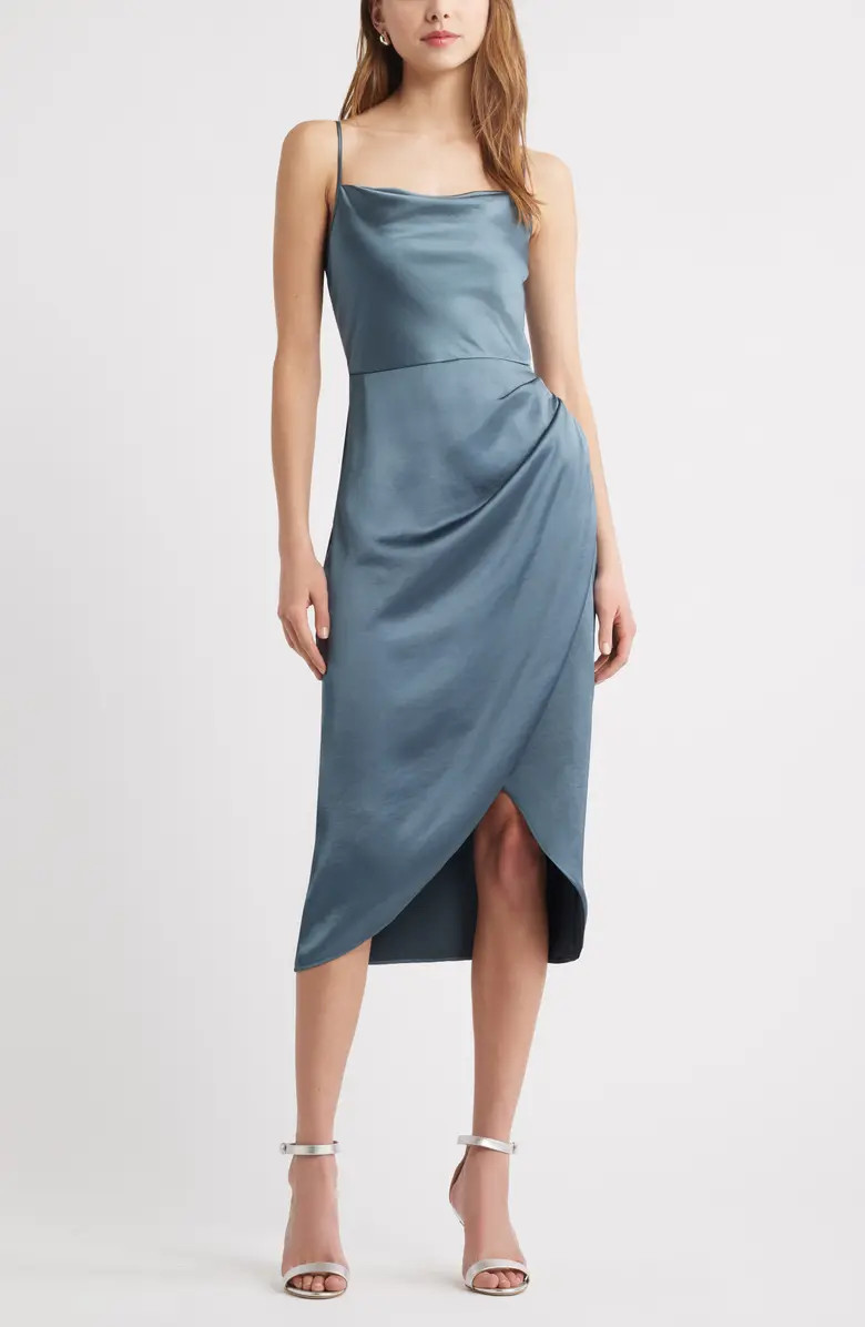 Cowl Neck Satin Midi Dress | Nordstrom