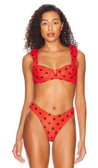 Blaire Bikini Top in Scarlet Polka Dot | Revolve Clothing (Global)