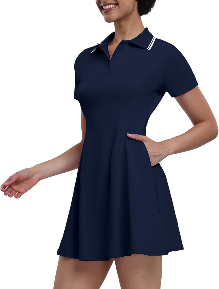 GGOV Womens Tennis Dresses Golf Dress Short Sleeve with Shorts Workout Athletic Dress | Amazon (US)