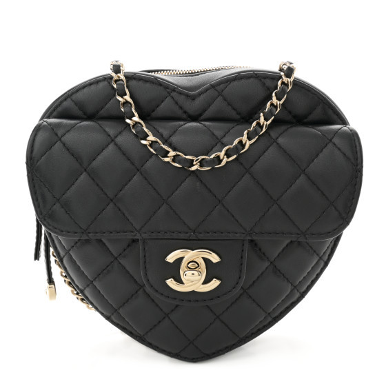 Lambskin Quilted CC In Love Heart Bag Black | FASHIONPHILE (US)