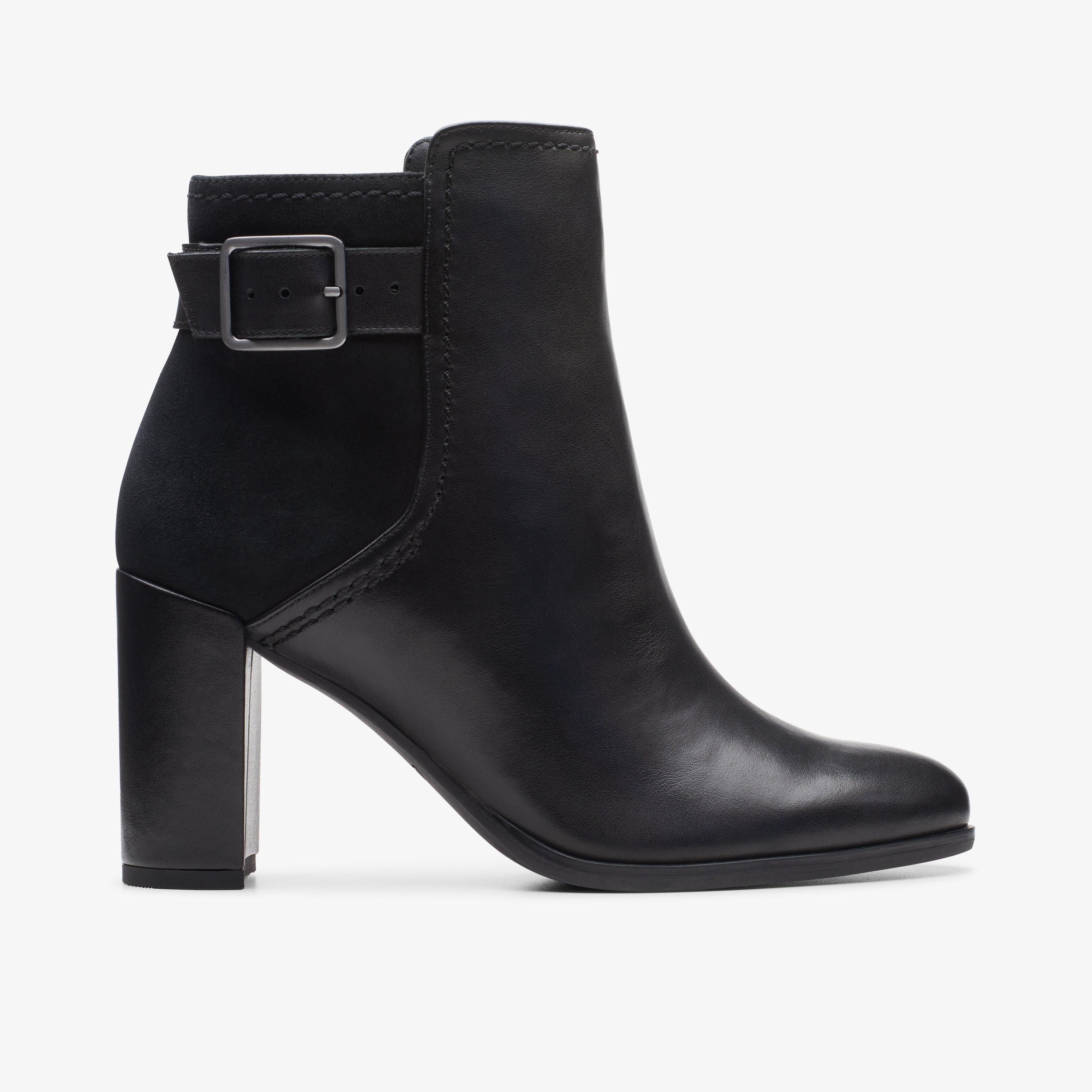 Women Freva85 Buckle Black Leather Boots | Clarks US | Clarks (US)
