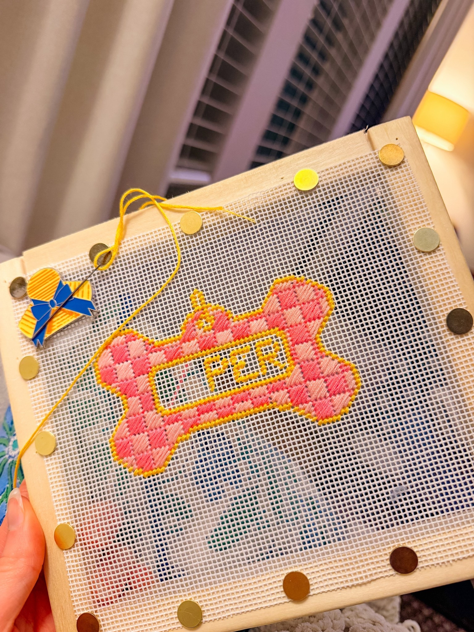 #StitchingSaturday update on this adorable canvas!!! Started putting pipers name into the tag!! Pro tip: if you’re adding custom lettering to a canvas, start with your middle letters & work your way out!! Guaranteed way to keep your words centered & even 💕🪡

#LTKValentine