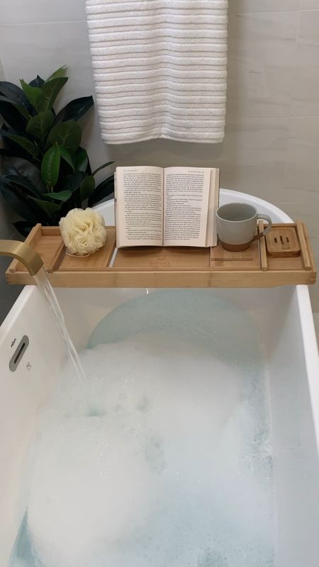 This bath caddy makes a great gift for mom. Mother’s Day, gift, bathroom, decor, freestanding bathtub.

#LTKHome #LTKGiftGuide #LTKVideo