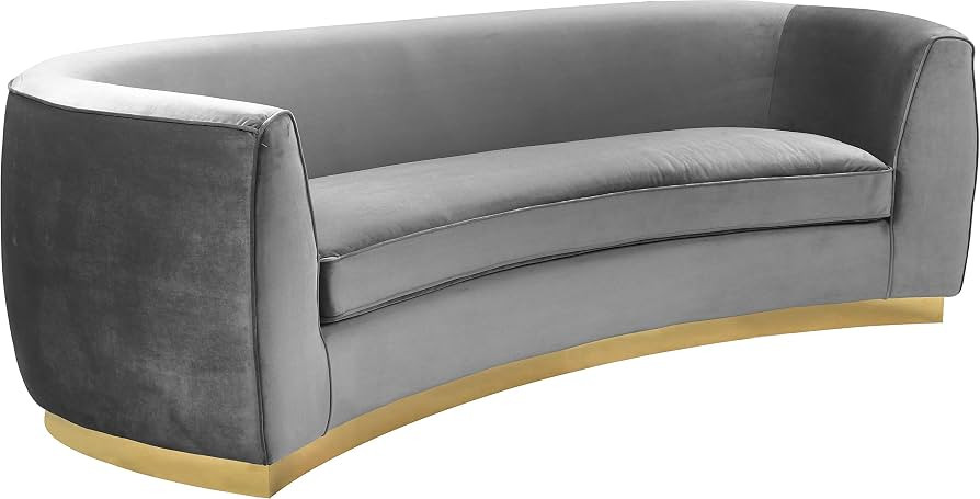 Meridian Furniture Julian Collection Modern | Contemporary Velvet Upholstered Sofa with Stainless... | Amazon (US)