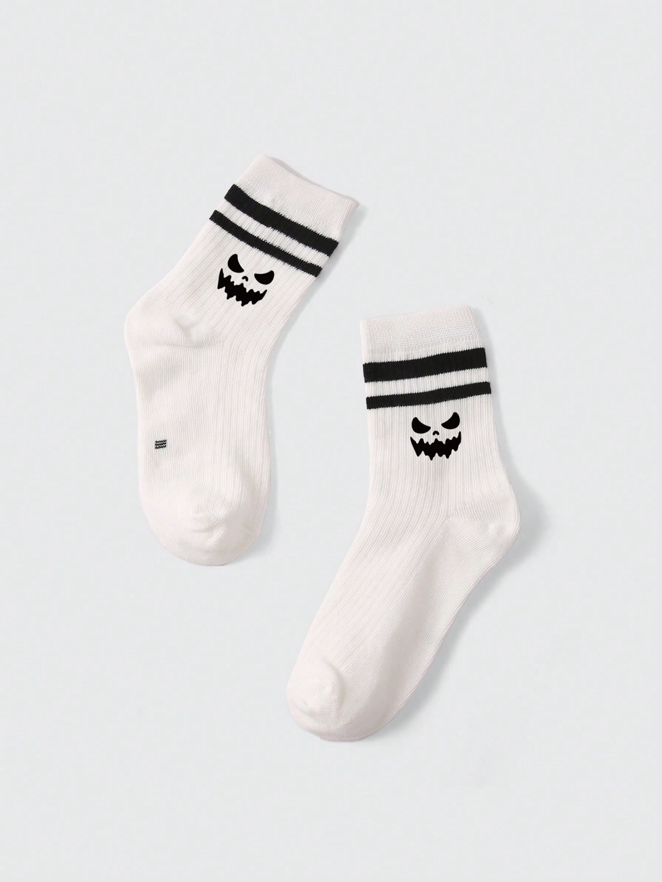 1 Pair Kids Socks With Ghost Face Print, Comfortable And Breathable Crew Socks, Suitable For Hall... | SHEIN