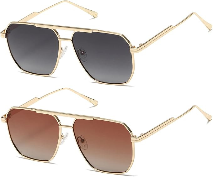 kimorn Polarized Sunglasses Womens Men Retro Oversized Square Vintage Shades Classic Large Metal ... | Amazon (US)