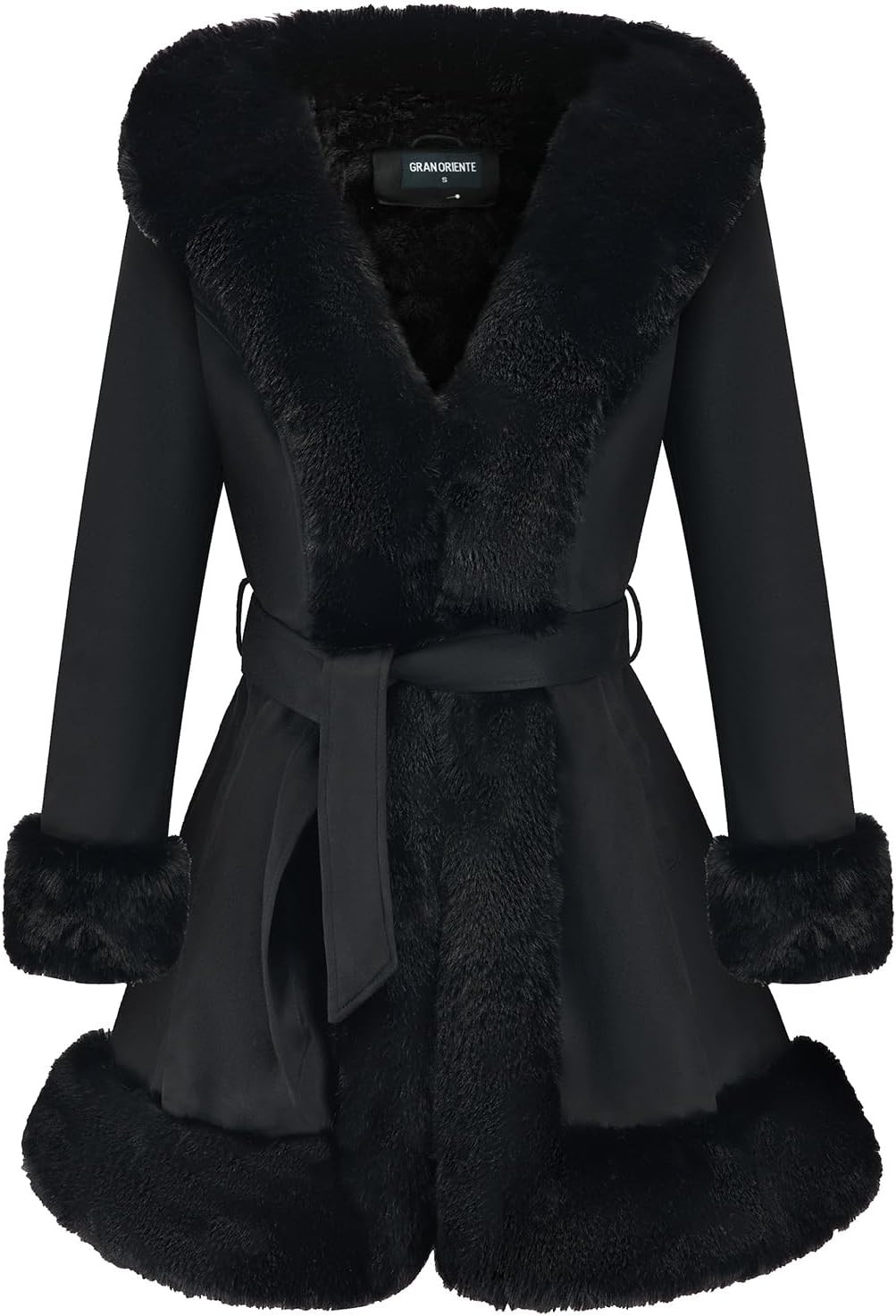 GRAN ORIENTE Women's Faux Leather Jacket with faux fur coat Collar Long Sleeve Parka with Pockets... | Amazon (US)