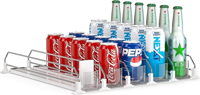 Soda Can Dispenser for Refrigerator,Self-Pushing Drink Organizer for Fridge, Width Adjustable Fri... | Amazon (US)