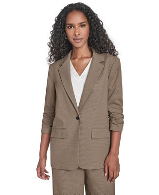 Calvin Klein Women's Novelty Check 3/4-Sleeve Jacket - Macy's | Macy's