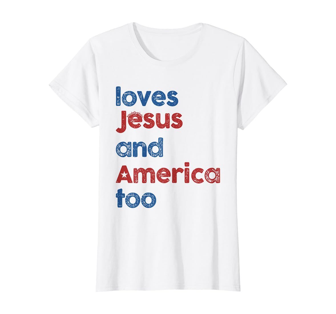 Retro Loves Jesus and America Too 4th Of July Gifts T-Shirt T-Shirt | Amazon (US)