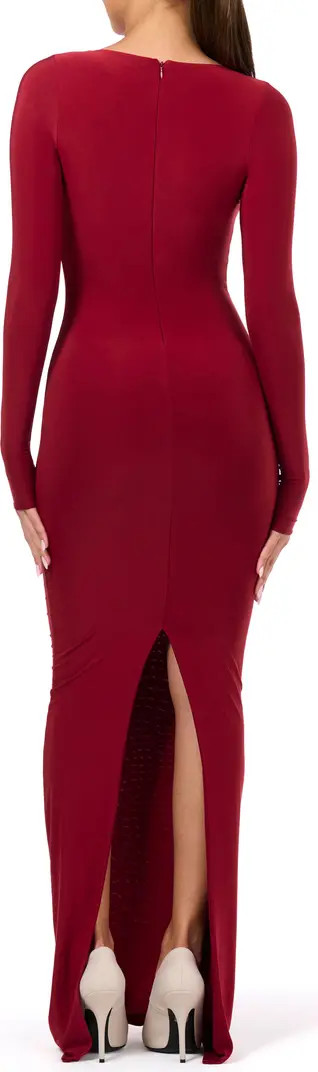 Naked Wardrobe Hourglass V-Neck Long Sleeve Column Dress | Nordstrom | Nordstrom