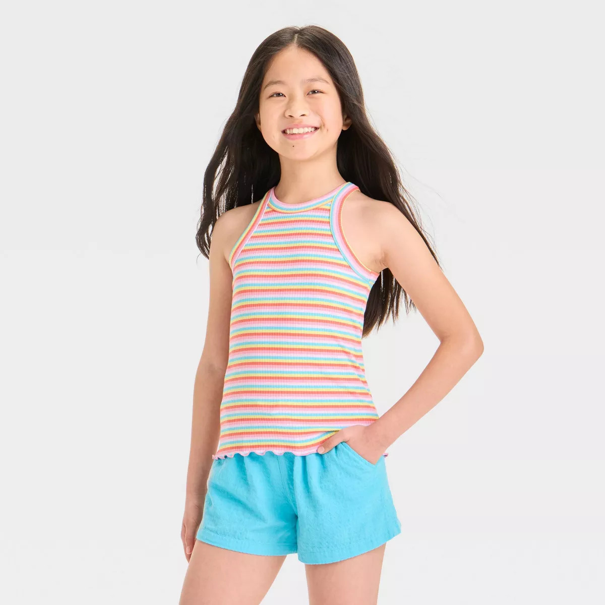 Girls' Ribbed Striped Tank Top - Cat & Jack™ | Target