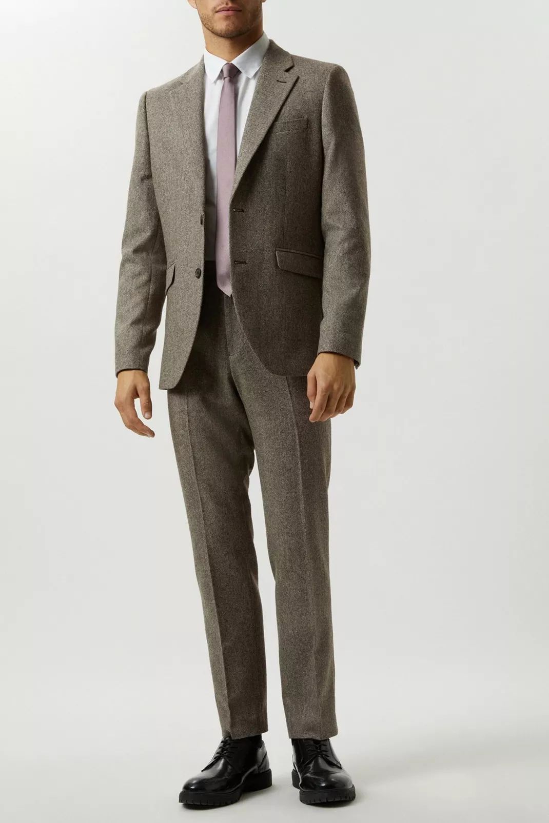 Buy Slim Fit Neutral Basketweave Tweed Suit Jacket for GBP 140.00 | Burton UK | Burton UK