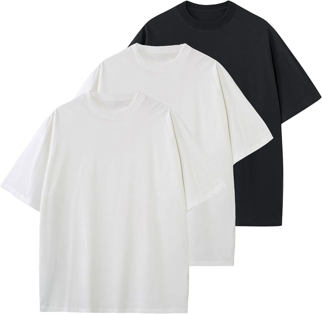 KEEPSHOWING Men's Cotton T-Shirts Oversized Unisex Short Sleeve Crew Neck Loose Basic Tops Solid ... | Amazon (US)