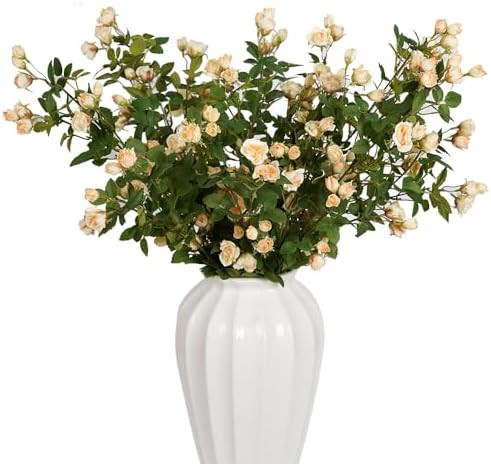 Melorca&Guilla Fake Flowers,6PCS 29" Artificial Rose for Vase, Long Stems Champagne Artificial Fl... | Amazon (US)