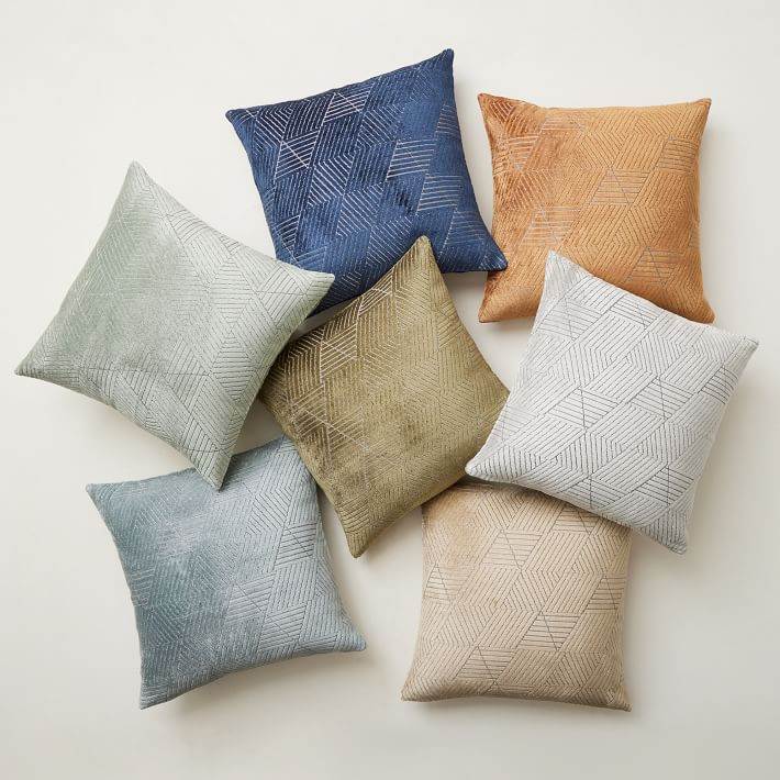 Geo Facet Jacquard Velvet Pillow Cover | West Elm (US)