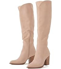 Putu Women's Knee High Boots High Heel Western Boots Pointed Toe Tall Boots | Amazon (US)