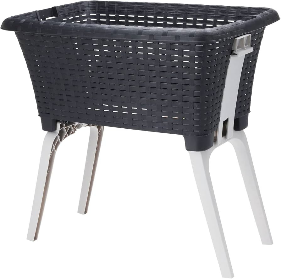 Spetebo Wäschekorb mit klappbaren Füßen 60 x 40 cm - schwarz - Stand Wäschebox mit Beinen auf... | Amazon (DE)