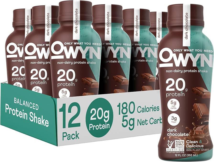 OWYN, Vegan Protein Shake, Dark Chocolate,12 Fl Oz (Pack of 12), 100-Percent Plant-Based, Dairy-F... | Amazon (US)