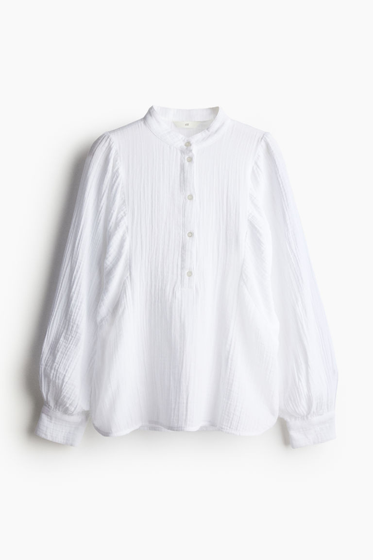 H & M - Batwing-Sleeved Muslin Blouse - White | H&M (US + CA)