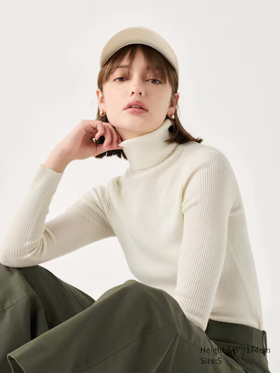 Merino Ribbed Turtleneck Jumper | UNIQLO (UK)