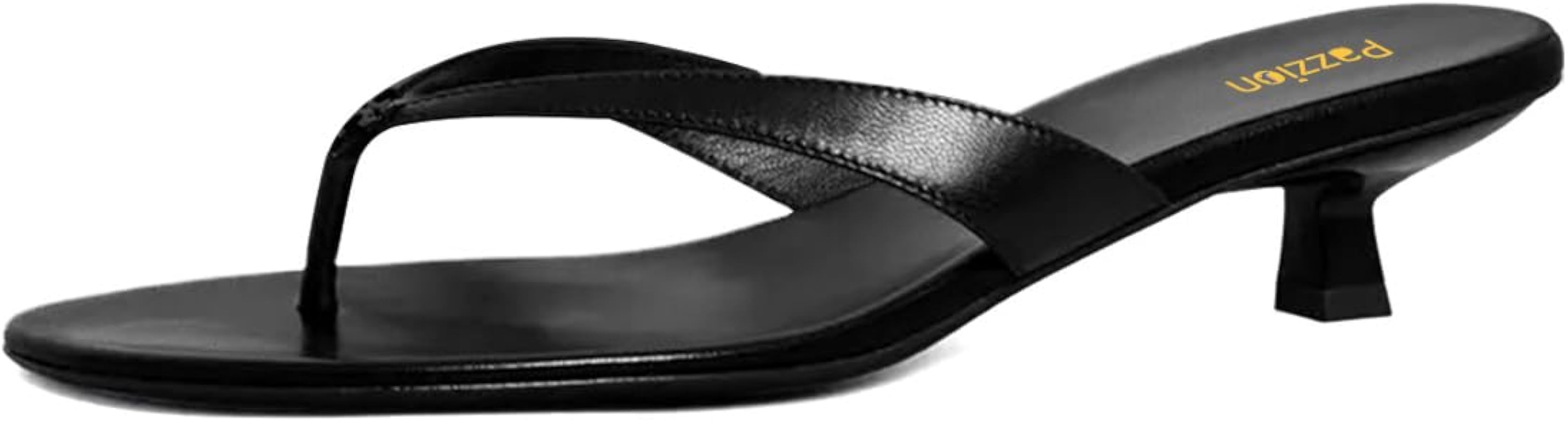 Pazzion Women's Fashion Open Toe Kitten Heel Flip Flops Slip On Low Heeled Thong Sandals Comforta... | Amazon (US)