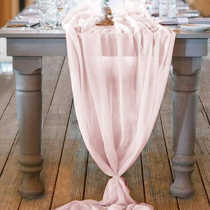 Socomi 10ft Blushing Pink Chiffon Table Runner 29x120 Inches Romantic Wedding Runner Sheer Bridal... | Amazon (US)