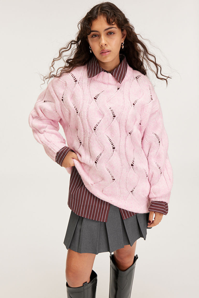 Oversized-Pullover mit Zopfmuster | Monki (DE)