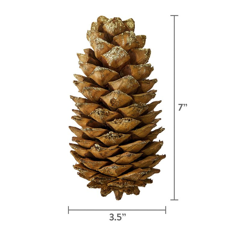 My Texas House Natural Brown Pinecones with Gold Glitter Tabletop Decoration Set, 8 in, 3 Count | Walmart (US)