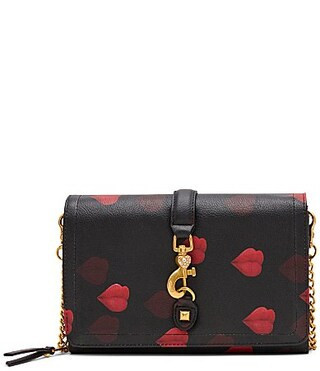 Betsey Johnson Kisses Novelty Wallet Crossbody Bag - Black Multi | Dillard's