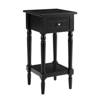 Convenience Concepts French Country 14 in. W x 28 in. H Black Square Wood Khloe End Table Drawer-... | The Home Depot