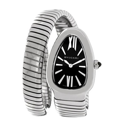 Stainless Steel 35mm Serpenti Tubogas Quartz Watch Black | FASHIONPHILE (US)