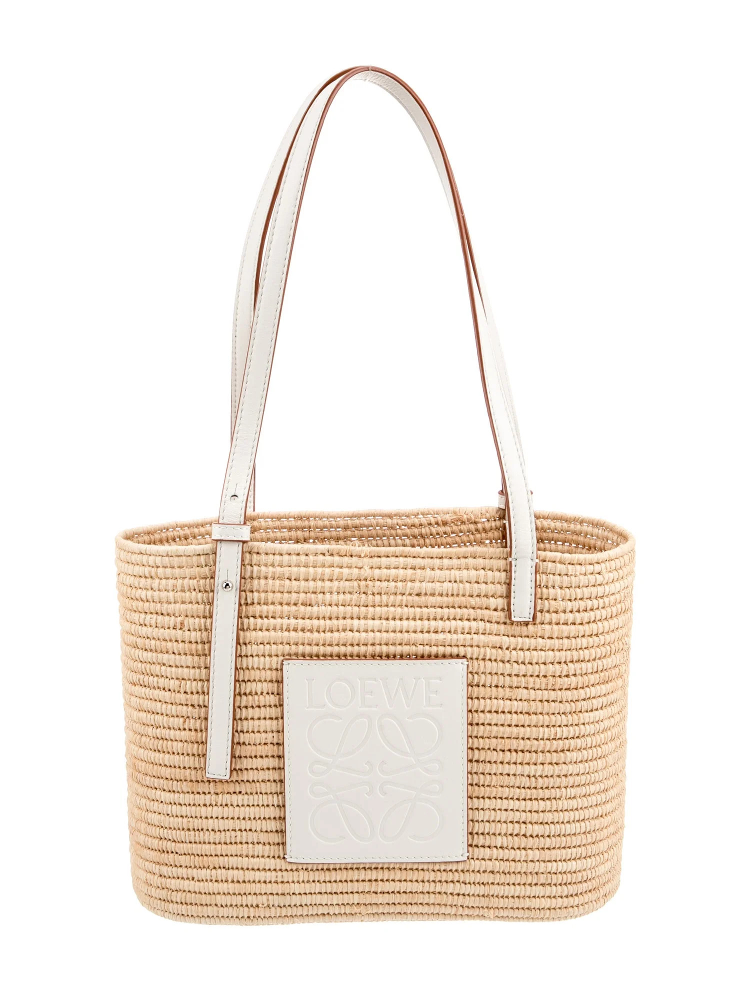 Loewe Raffia Square Basket - Neutrals Shoulder Bags, Handbags - LOW102013 | The RealReal | The RealReal