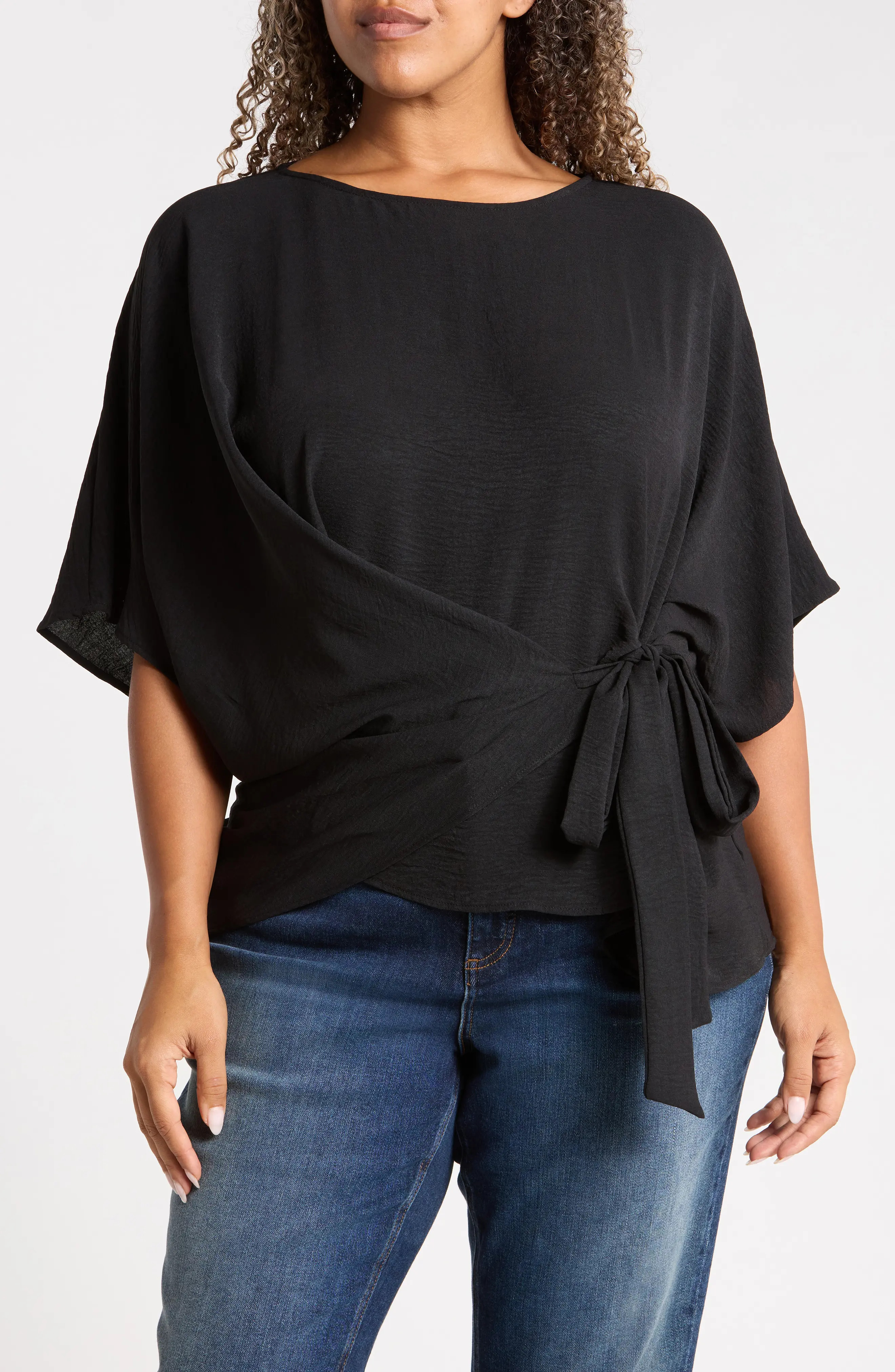 Renee C Side Tie Short Sleeve Top in Brown at Nordstrom Rack, Size 2X | Nordstrom Rack