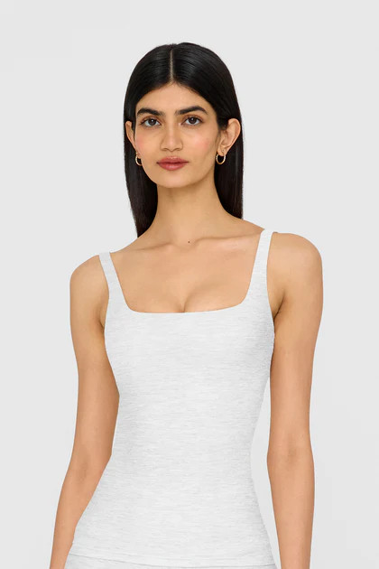 DAYFLEX BUILT-IN SUPPORT ESSENTIAL SQUARE NECK FULL LENGTH VEST - GREY MARL | TALA (UK)