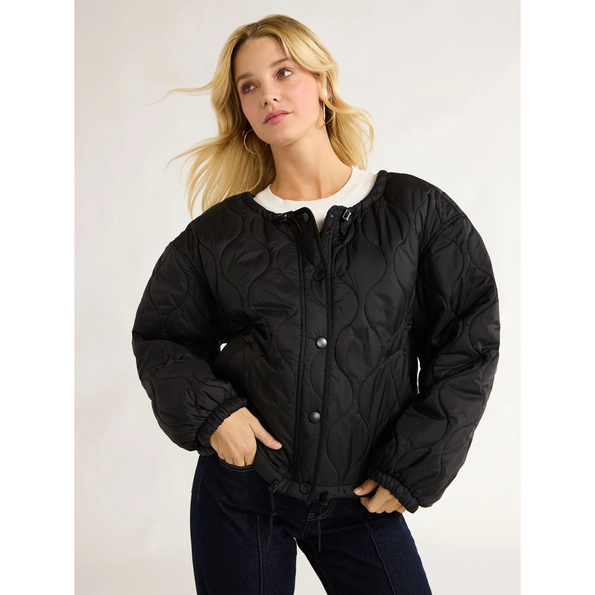 Free Assembly Women's Quilted Parachute Jacket, XS-XXL | Walmart (US)