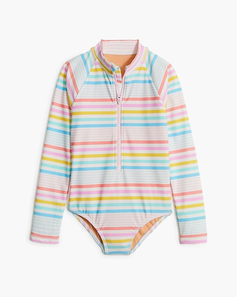 Girls' striped rash guard swimsuit | J.Crew Factory