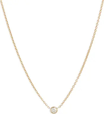 Petite Bezel Diamond Solitaire Necklace | Nordstrom
