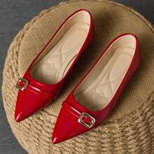 Women's Pointed Toe Flat Casual Party Ballet Flats, Red Color, Suitable For Spring/Summer, Outdoor, Daily Wear | SHEIN