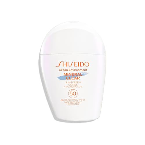 Shiseido Urban Environment Mineral Clear Sunscreen SPF 50 - Visibly Improves Skin Tone, Radiance, Wrinkles & Firmness - Water Resistant for 40 Minutes - Non-Comedogenic - 1 fl oz | Amazon (US)