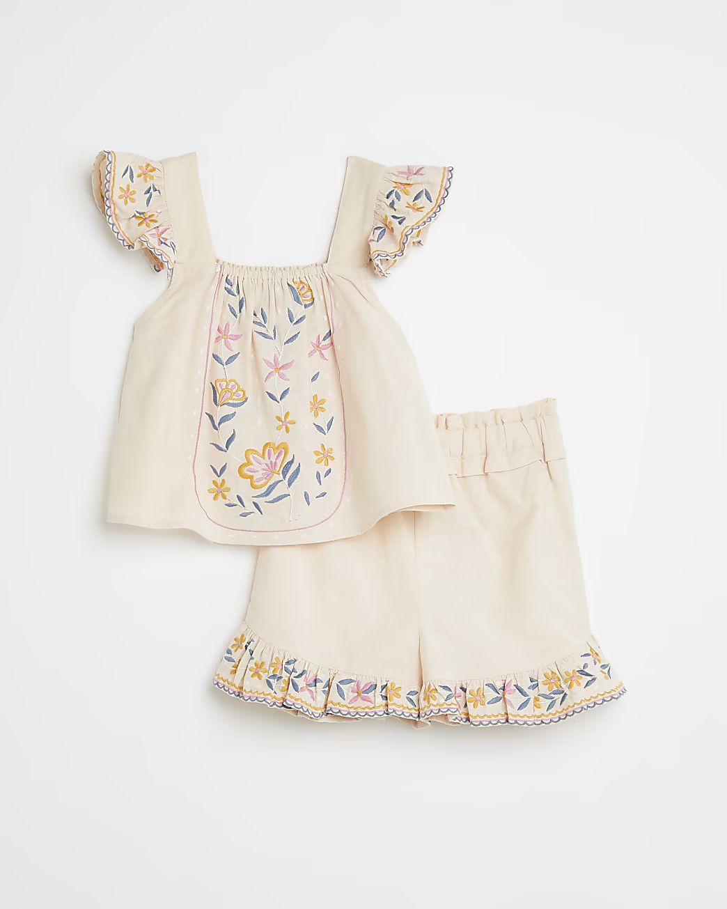 Girls pink embroidered cami and shorts outfit | River Island (UK & IE)