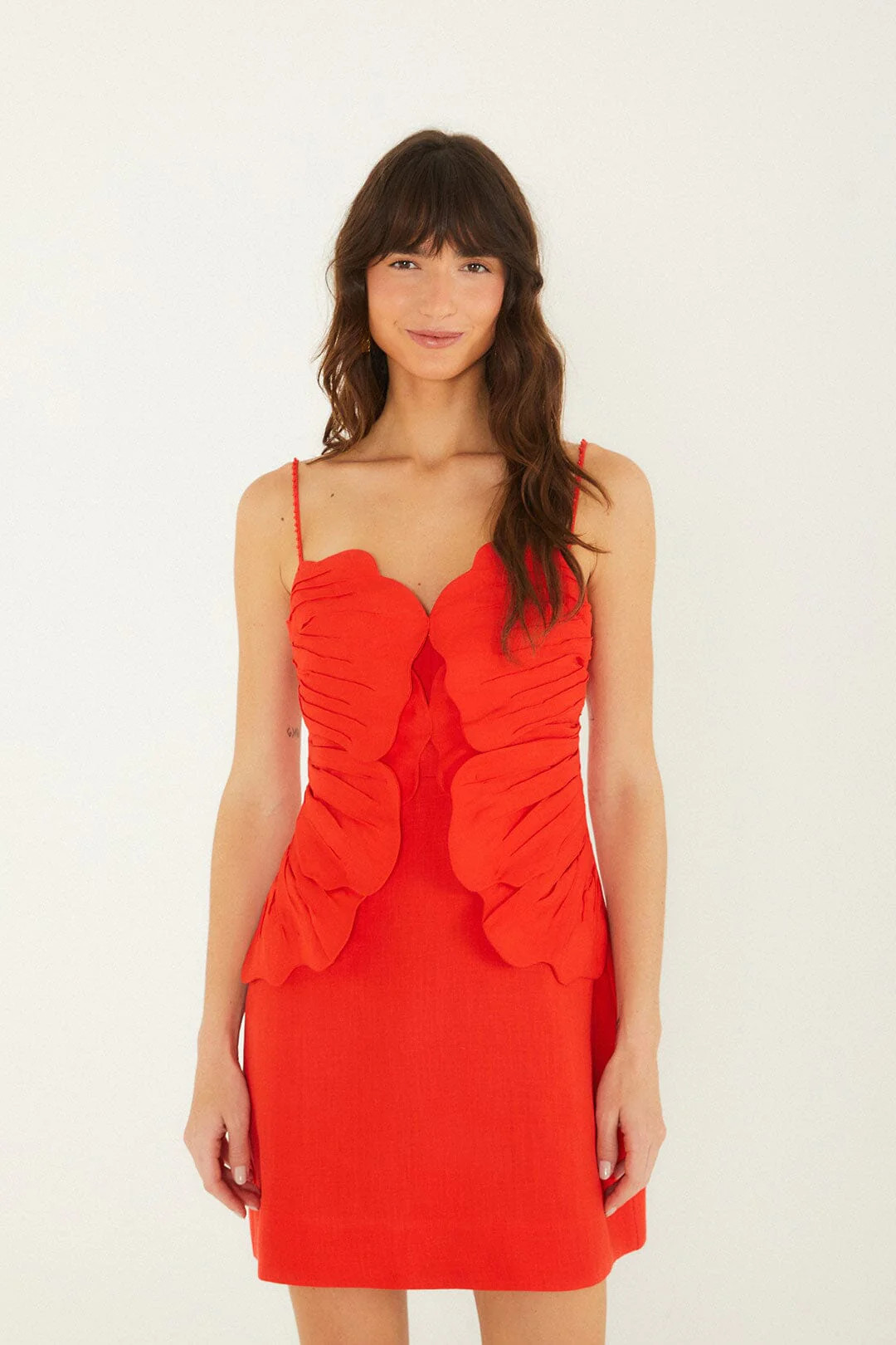 Red 3d Flower Euroflax\u0099 Premium Linen Mini Dress | FARM Rio | FarmRio (US)