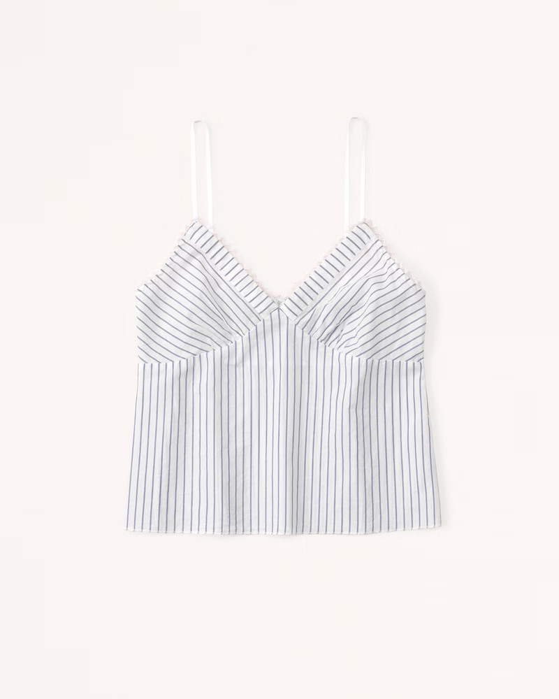 Lace-Trim Textured Cami | Abercrombie & Fitch (US)