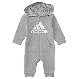 adidas unisex baby Infant Girls' and Boys' Long Sleeve Hooded Coverall Overalls, Medium Grey Heather | Amazon (US)