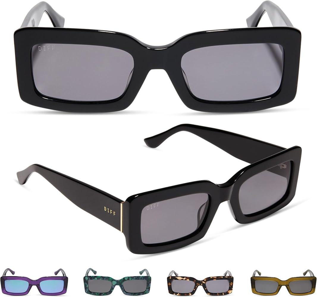 DIFF Indy Rectangular Sungalsses for Women | UV400 Protection | Designer Acetate Frames | Amazon (US)